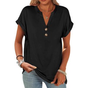 Womens Short Sleeve Henley Tops